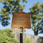 Single Sided Funeral No Parking Sign Signs and Hardware Drop Dead Design Studios 