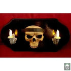 Skull Sconce with Flickering LED Candles Signs and Hardware Drop Dead Design Studios 