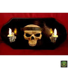 Skull Sconce with Flickering LED Candles Signs and Hardware Drop Dead Design Studios 