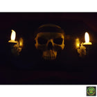 Skull Sconce with Flickering LED Candles Signs and Hardware Drop Dead Design Studios 