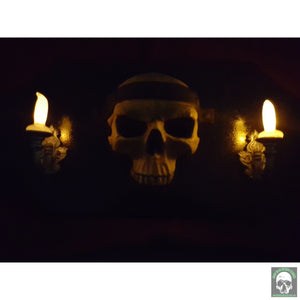 Skull Sconce with Flickering LED Candles